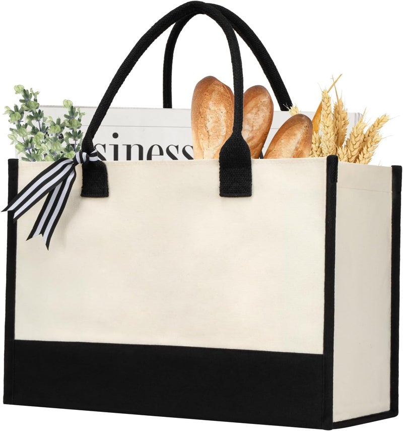 shenee Initial Canvas Tote Bag, Personalized Beach Jute Bag Present for Women Holiday,Friends Birthday Gift,Wedding, New Year - Image 1